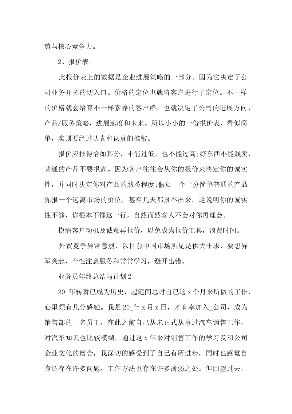 业务员年终总结与计划5篇_第2页