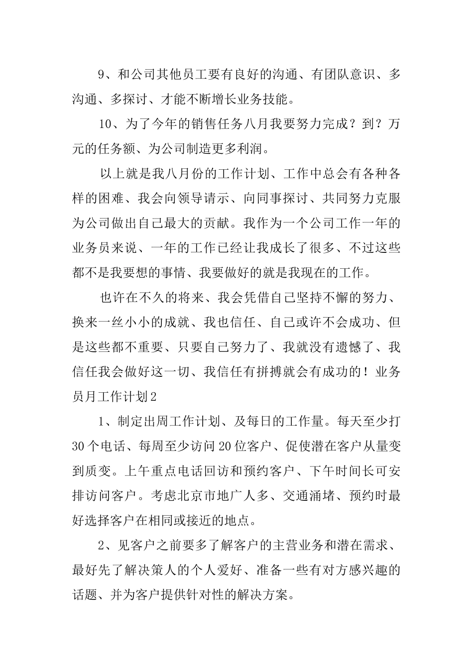业务员月工作计划_第2页