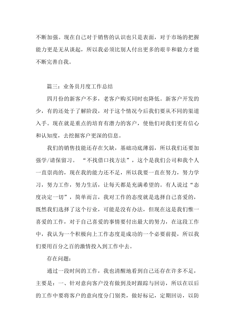 业务员月度工作总结_第3页