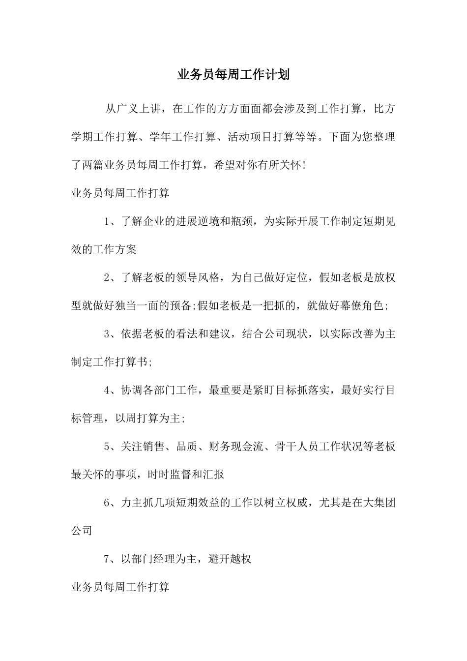 业务员每周工作计划_第1页