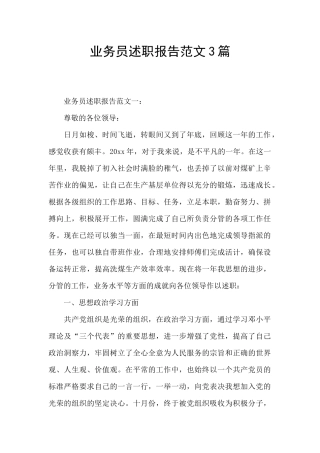 业务员述职报告范文3篇