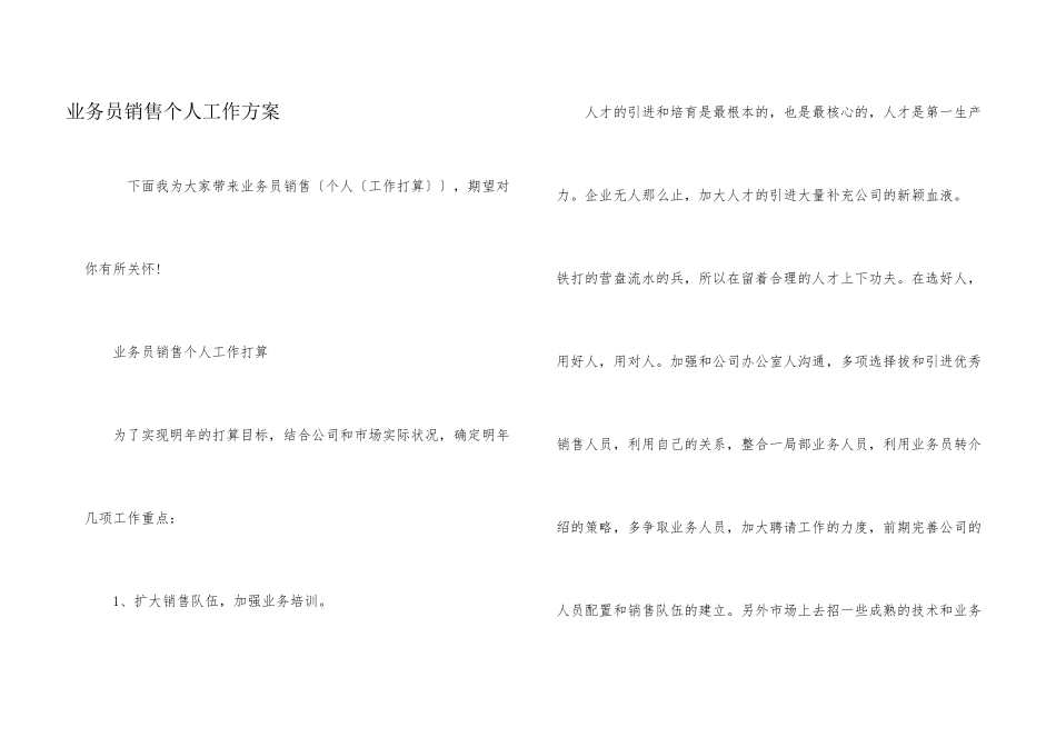 业务员销售个人工作计划_第1页