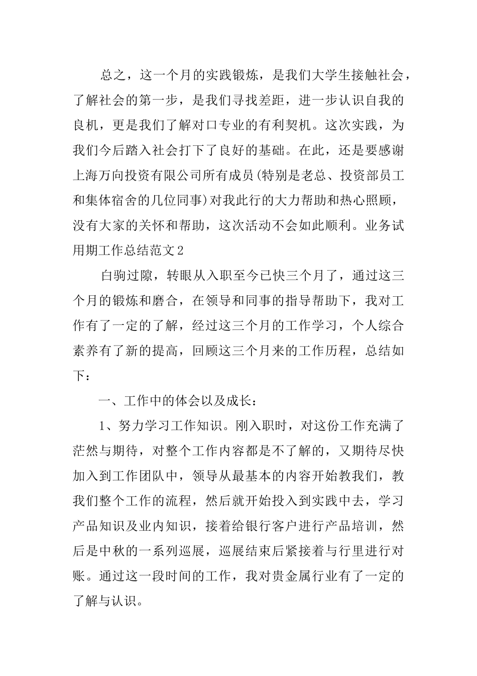 业务试用期工作总结_第3页