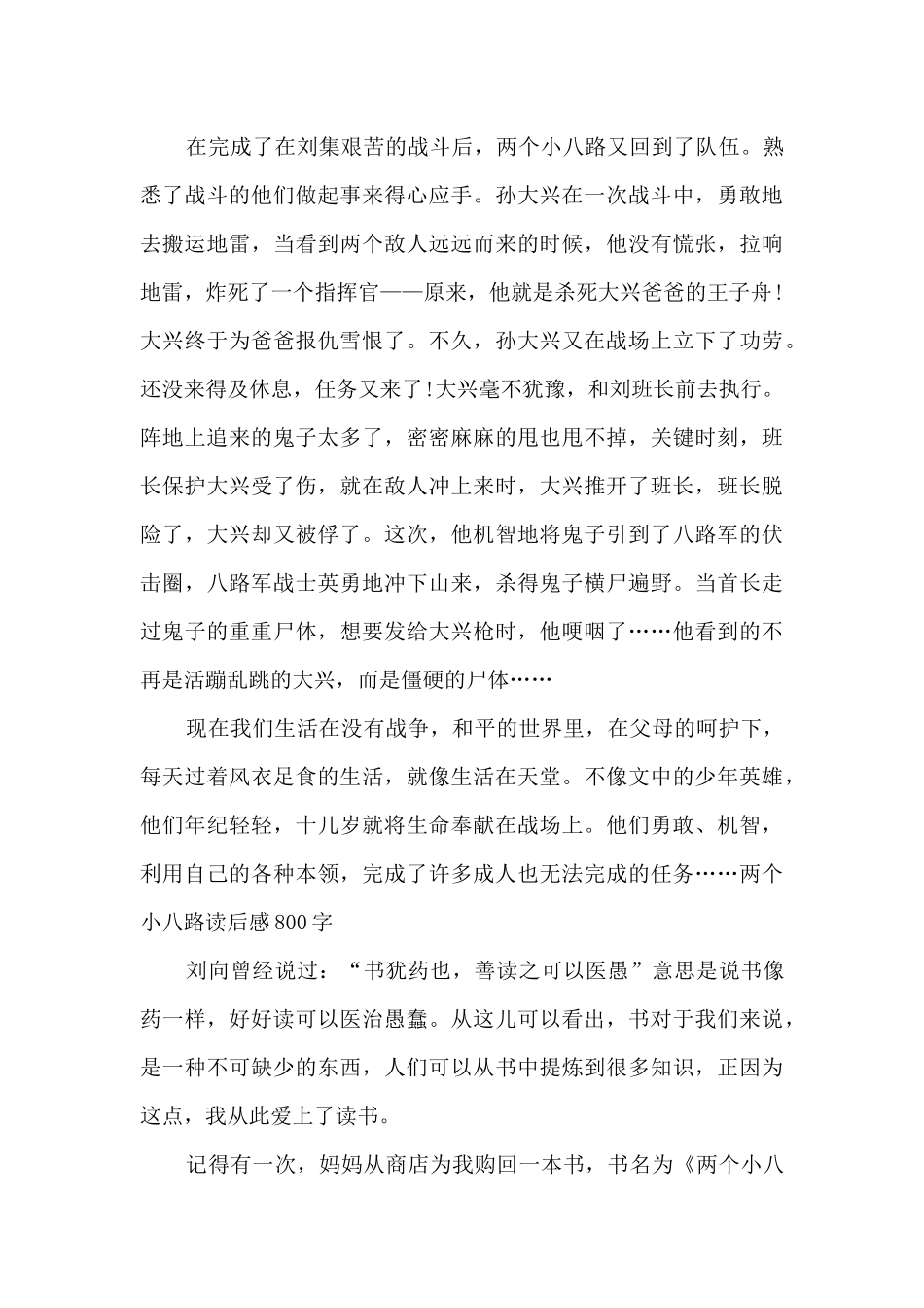 两个小八路800字读后感作文多篇_第2页