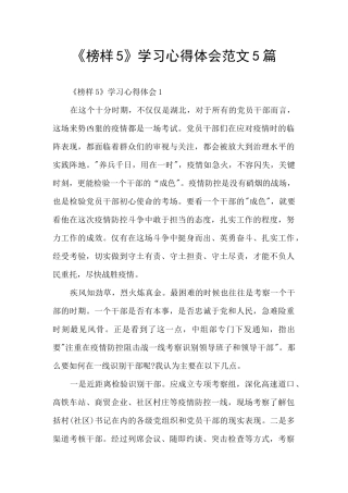 《榜样5》学习心得体会范文5篇