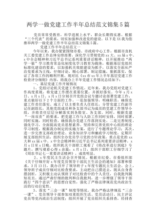 两学一做党建工作半年总结范文锦集5篇