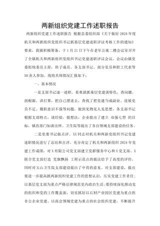 两新组织党建工作述职报告