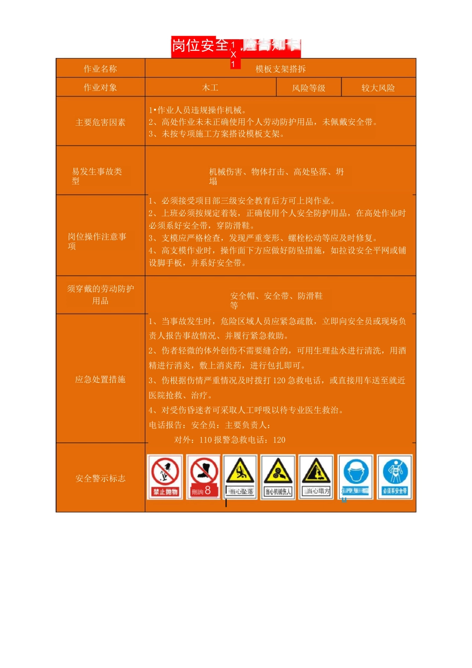 施工岗位安全风险告知卡_第2页