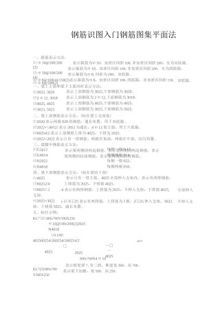 钢筋识图入门基础钢筋图集平面法