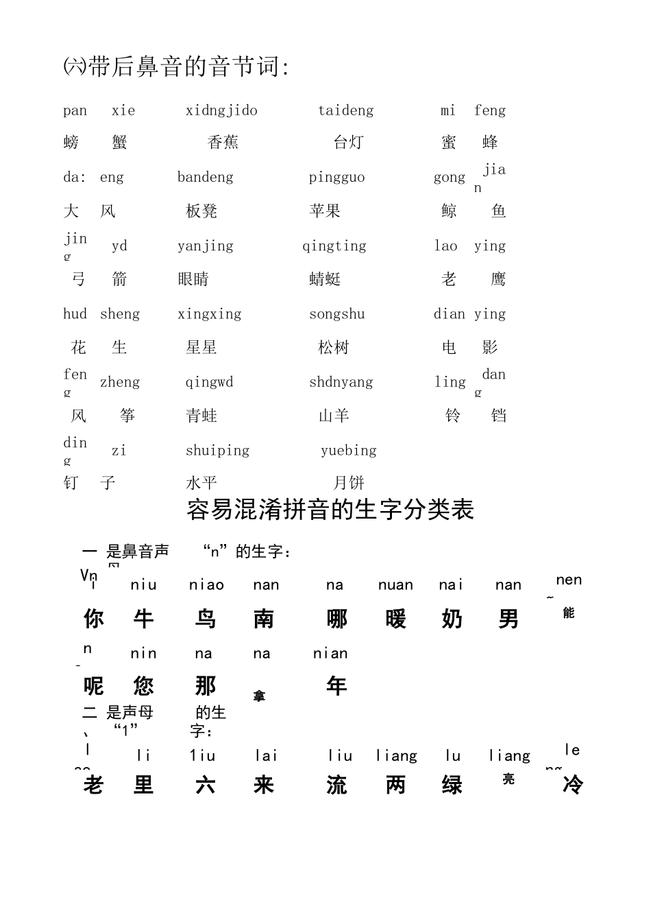 一年级拼音强化和生字易错_第3页