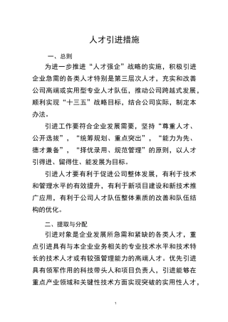 人才引进措施