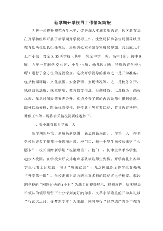 新学期开学视导工作情况简报