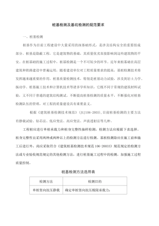 桩基检测及基坑检测的规范要求