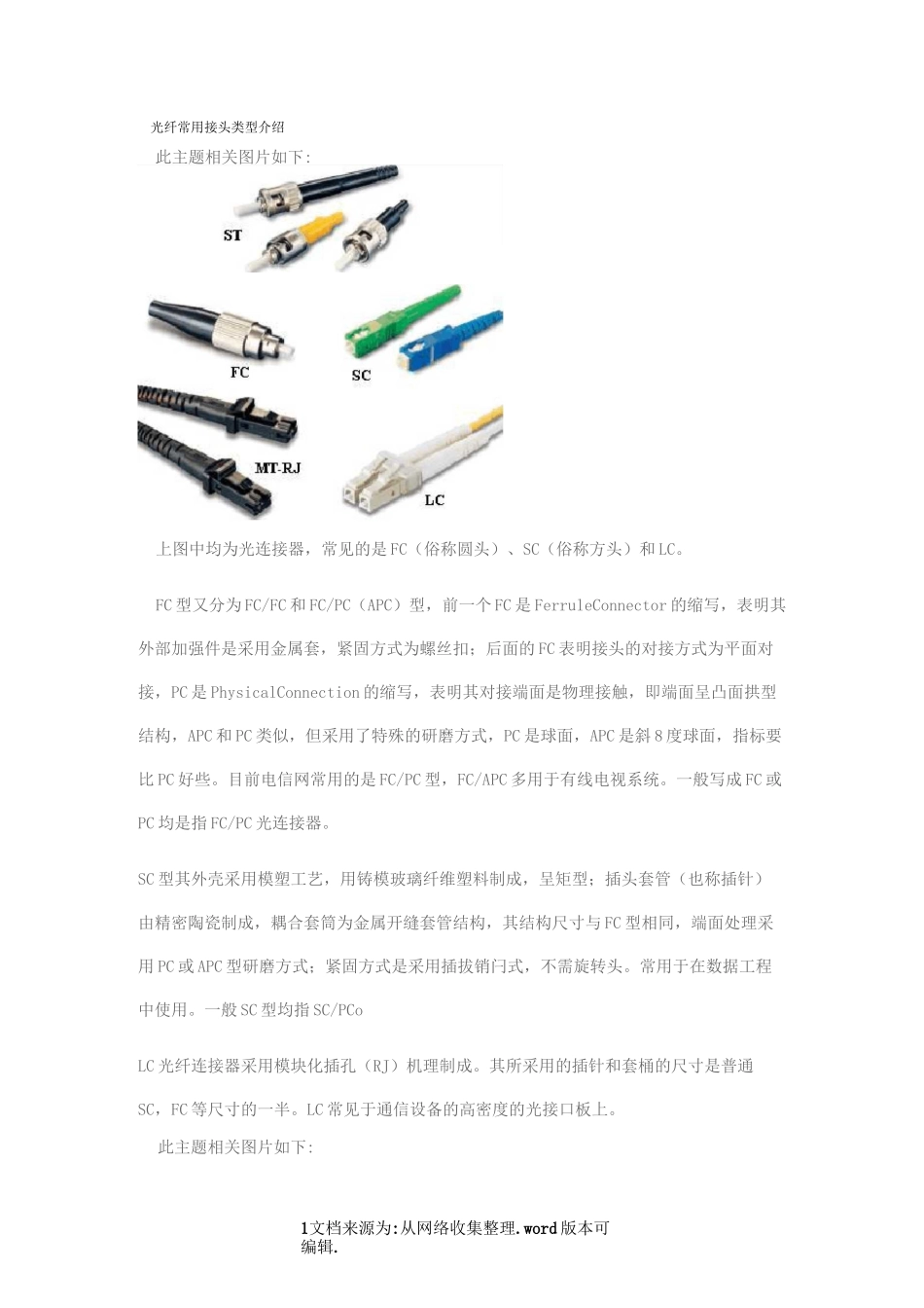 光纤常用接头类型介绍_第1页