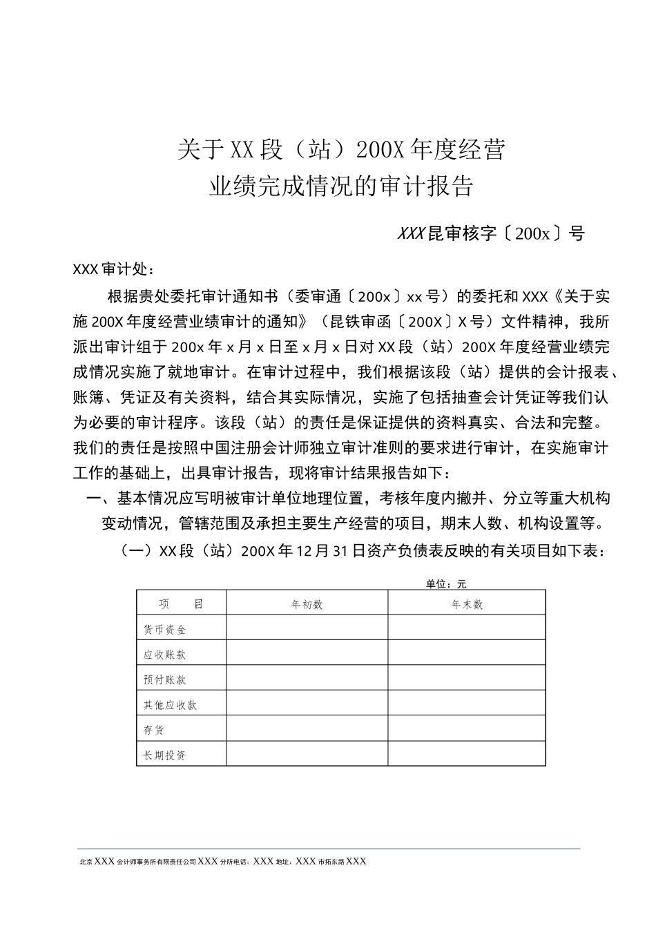 经营业绩审计报告-模板_第1页