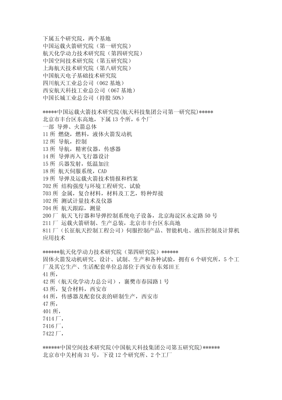 航天系统部分单位待遇及所属单位大整理_第2页