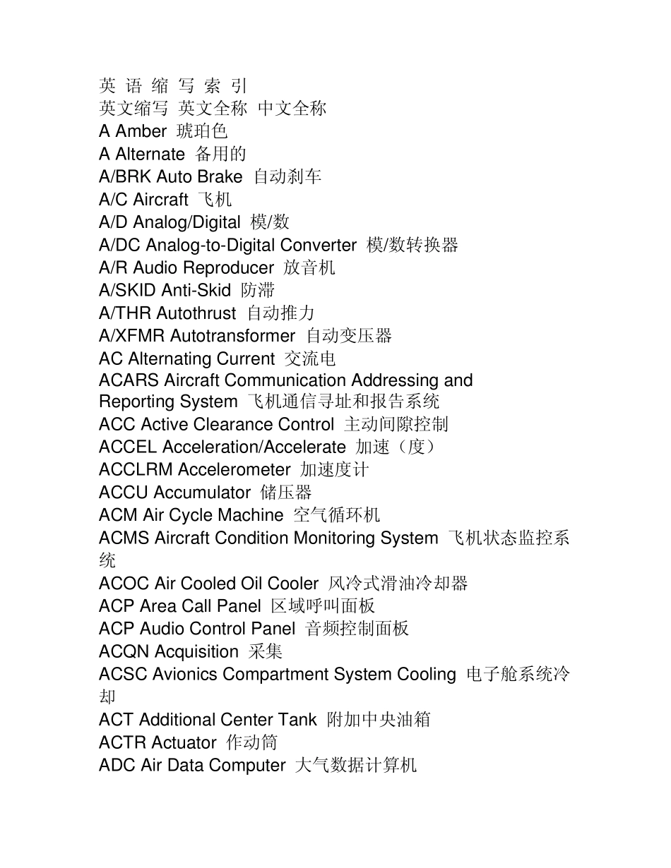 航空专业英语缩写索引_第1页
