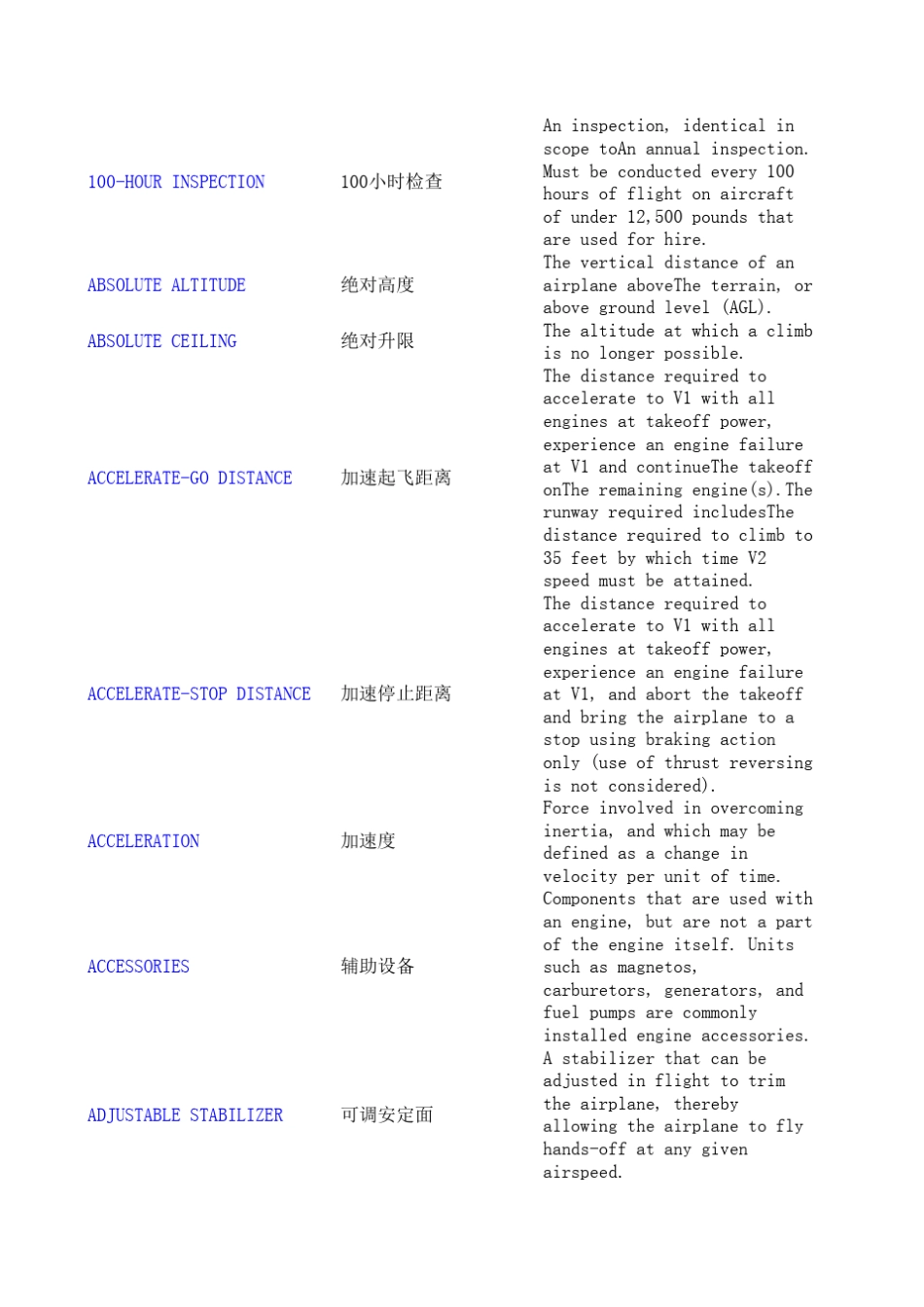航空中英文词汇对照表_第1页