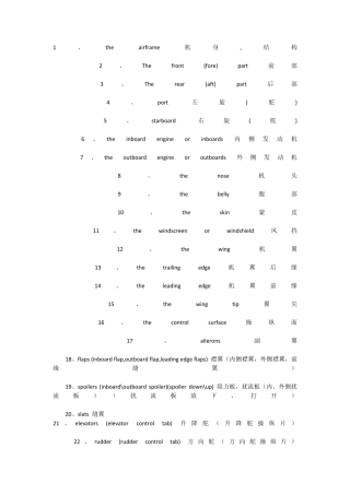 航空航天专业术语