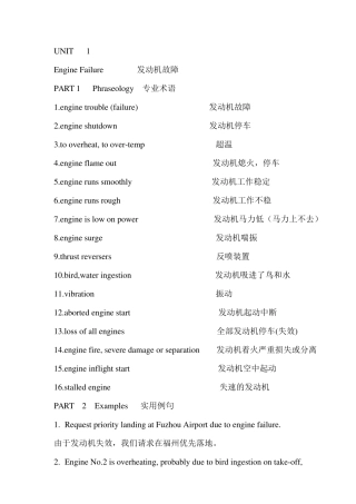 航空英语专业词汇