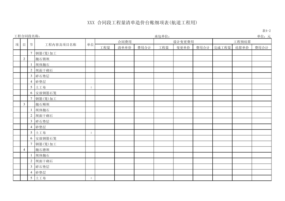 航道清单造价台账细项表_第2页