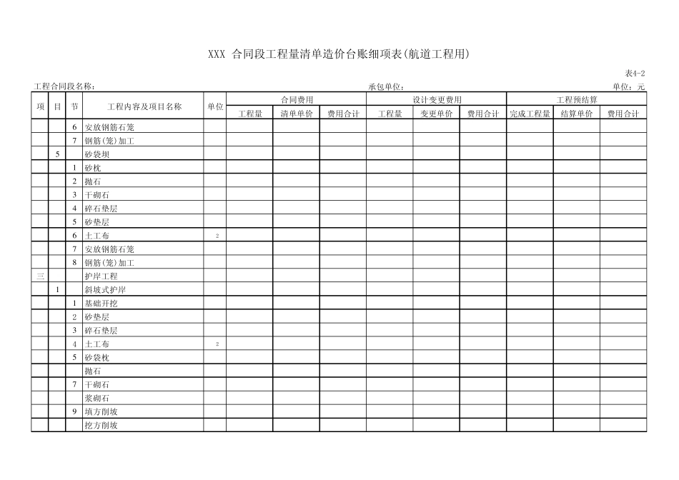航道清单造价台账细项表_第3页