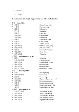 船体专业英语单词