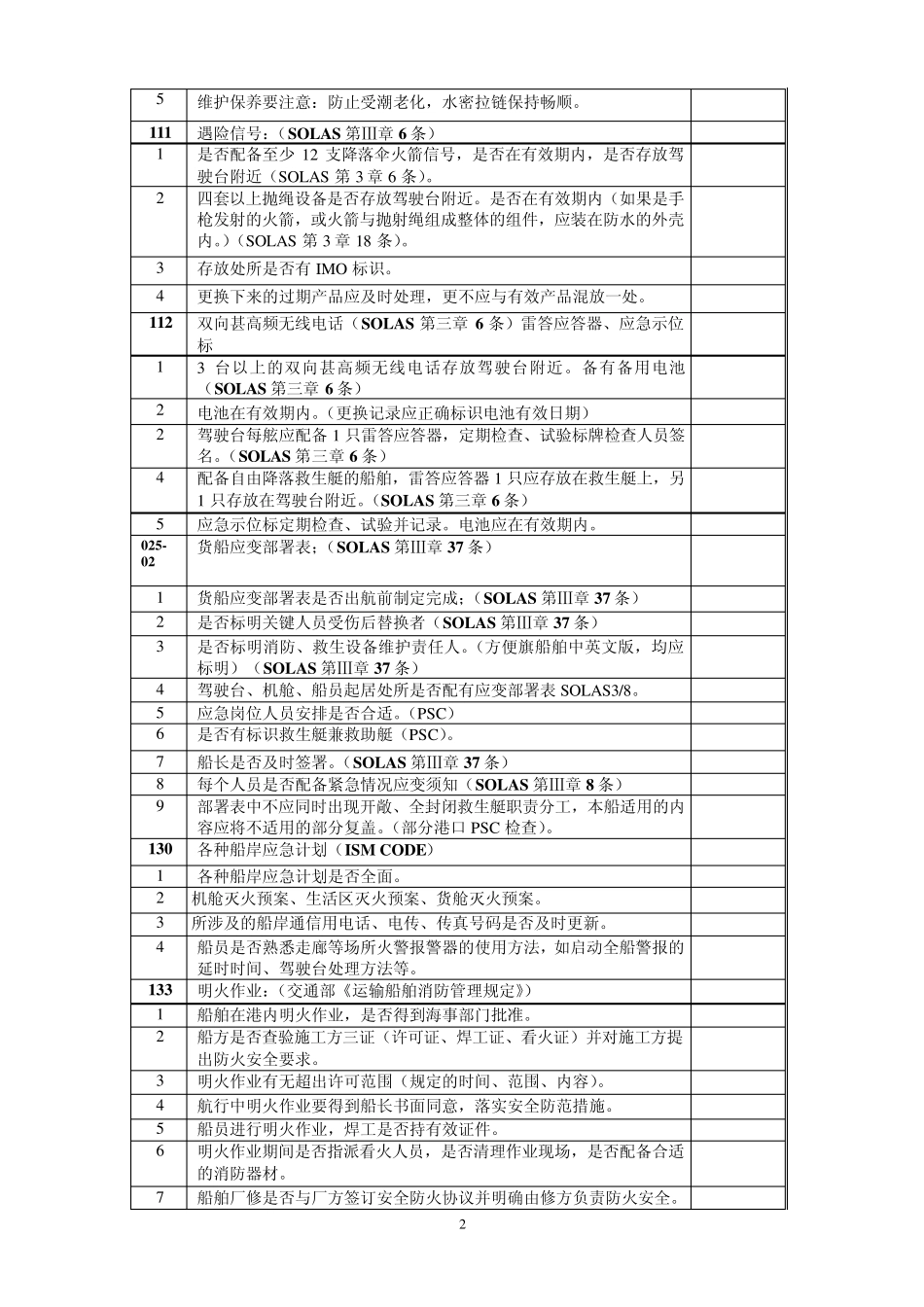 船舶PSC检查表(消防、救生部分)_第2页