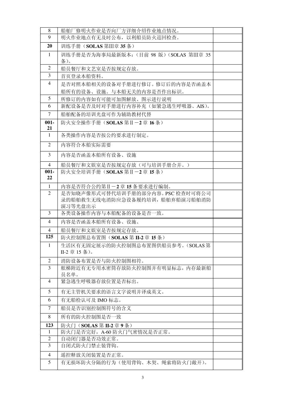 船舶PSC检查表(消防、救生部分)_第3页