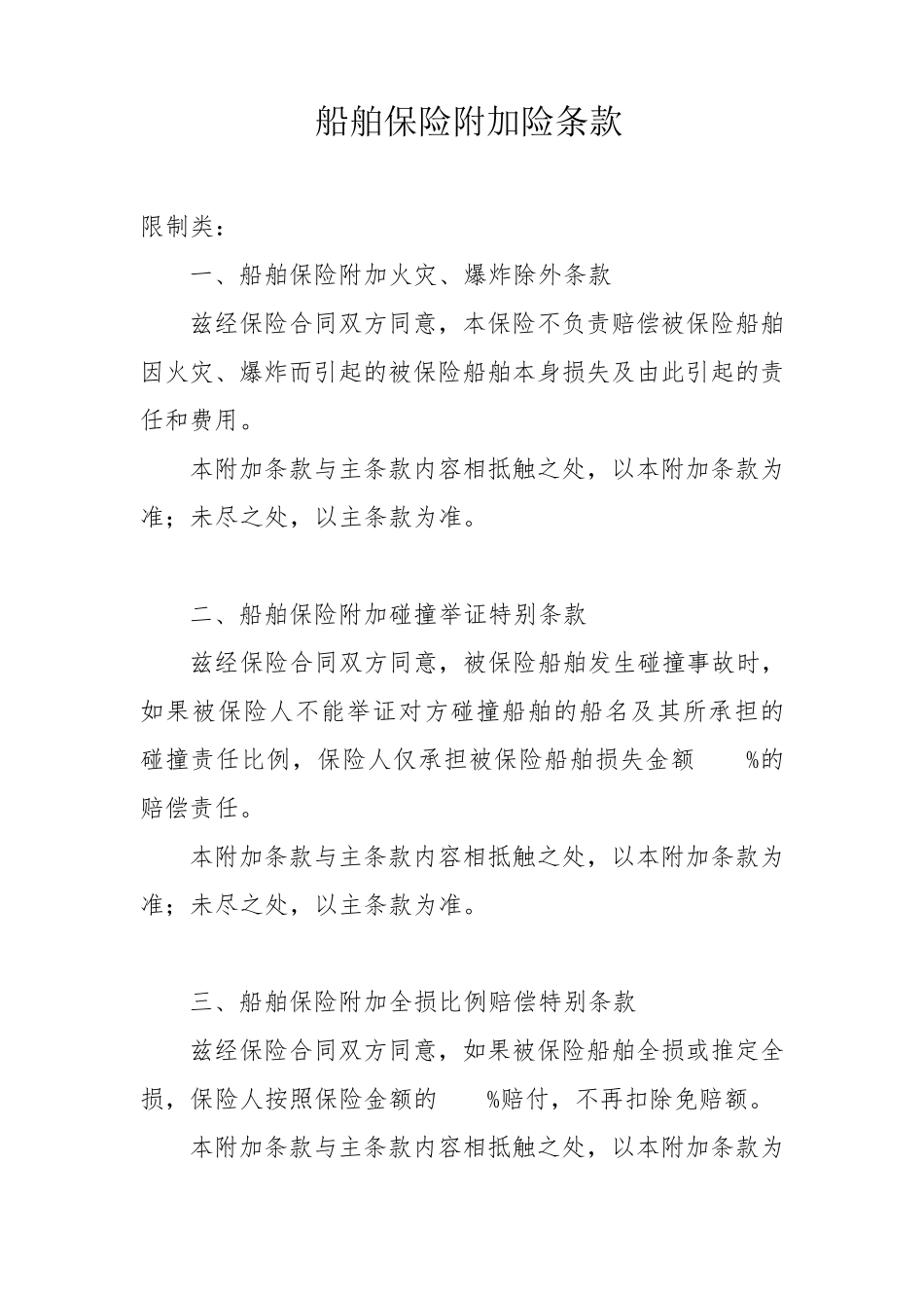 船舶保险附加险条款_第1页