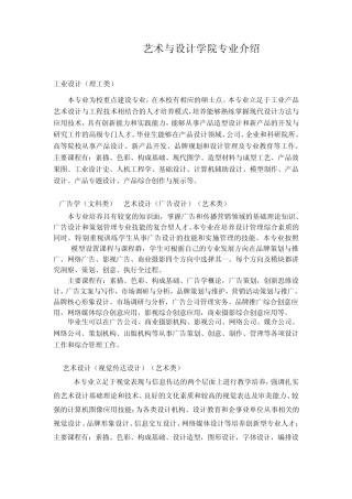 艺术与设计学院专业介绍