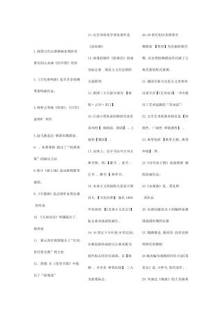 艺术概论题库全集(选择填空)