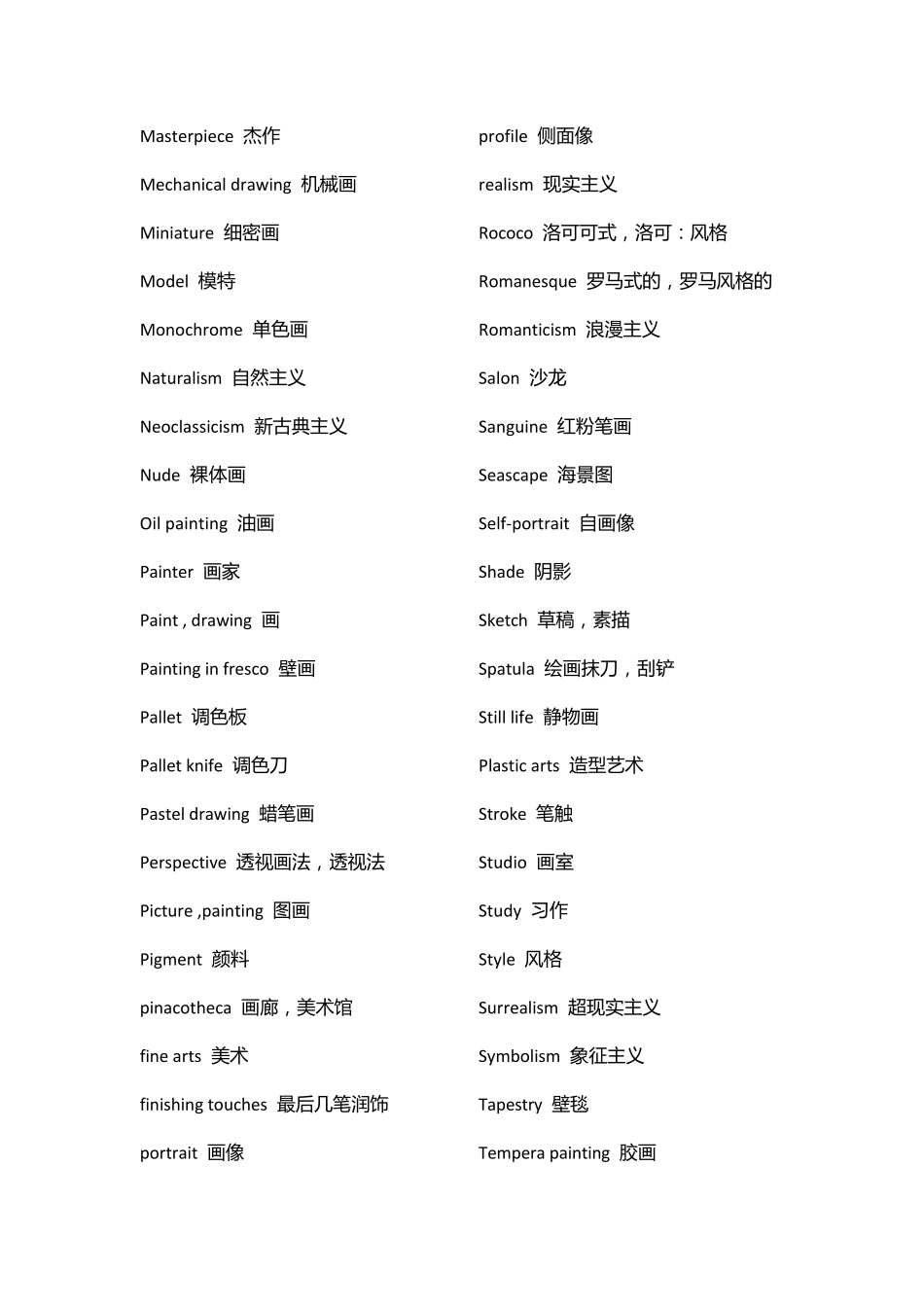 艺术类专业词汇表_第2页