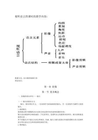 艺考编导视听语言四课时的教学内容
