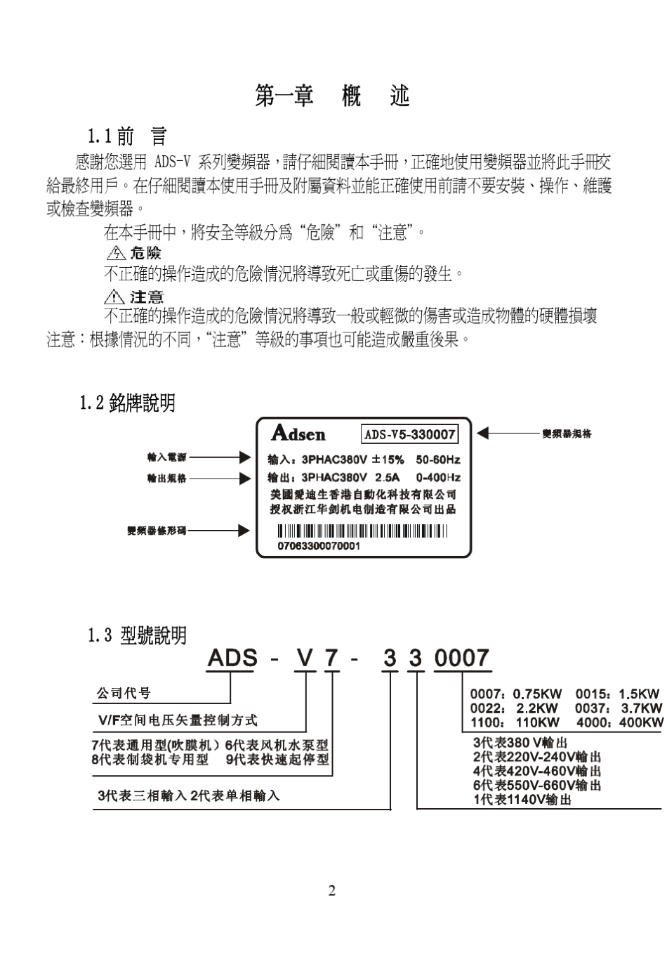 艾得森ADSV系列变频器说明书_第2页