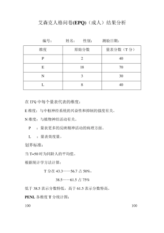 艾森克人格问卷(EPQ)结果分析模板