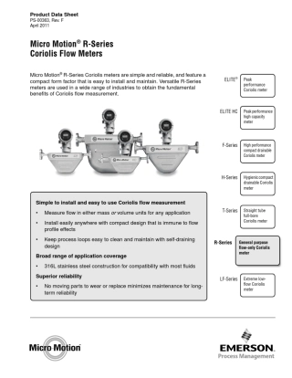 艾默生高准R型质量流量计说明书