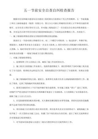 节前安全生产自查报告