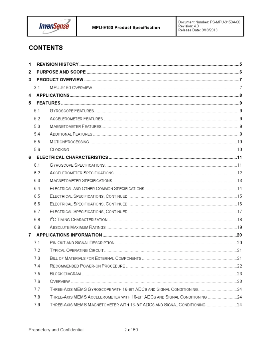 芯扬国际MPU9150_DataSheet_SYI规格书_第2页