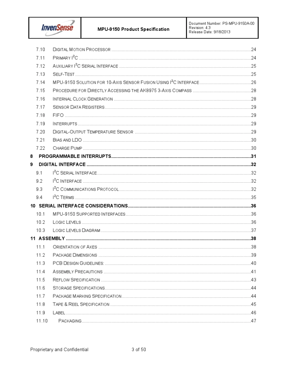 芯扬国际MPU9150_DataSheet_SYI规格书_第3页