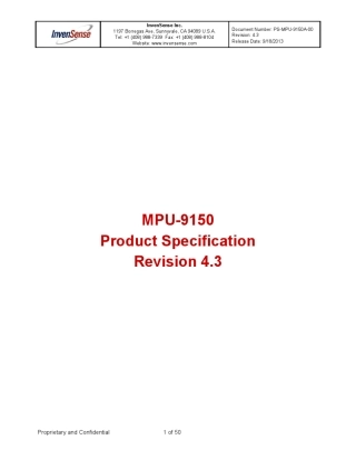 芯扬国际MPU9150_DataSheet_SYI规格书