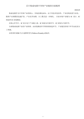 芯片集成电路半导体产业链的全面梳理