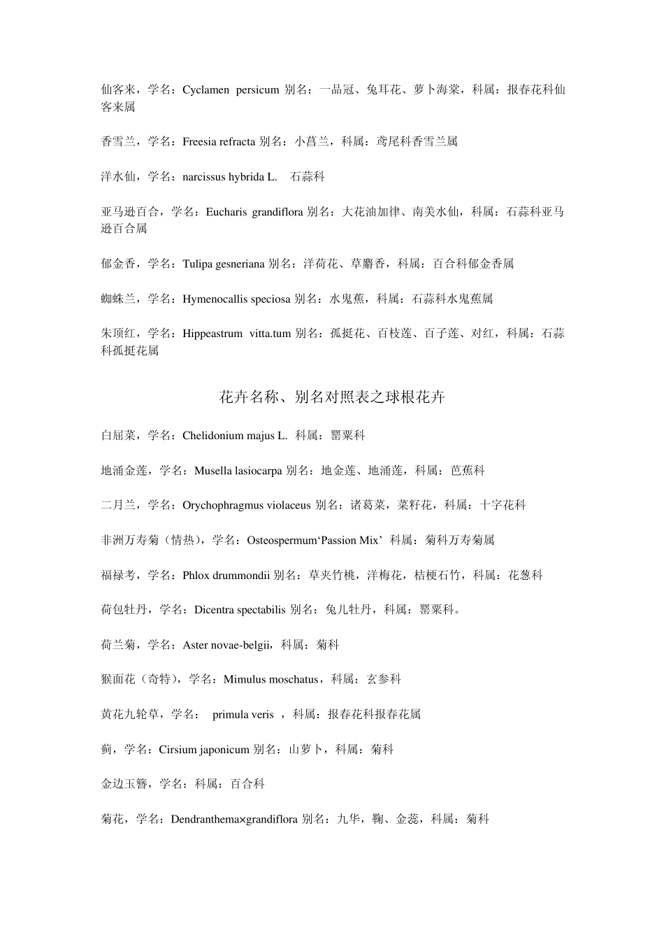 花卉名称、别名对照表(包括球根花卉、常绿花卉和一、二年生草花)_第2页