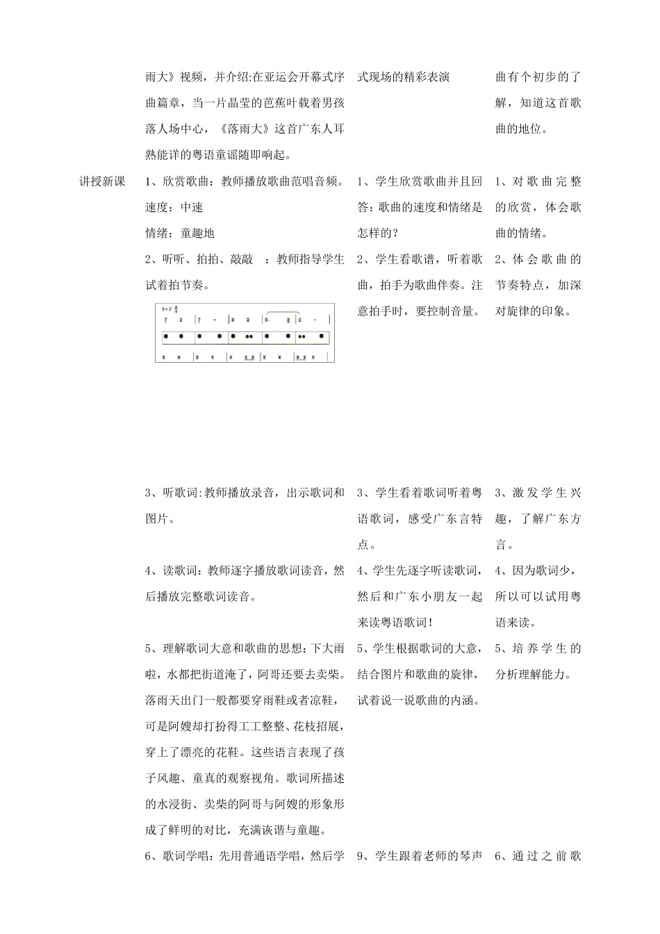 花城版音乐小学一年级下册同步教案_第2页
