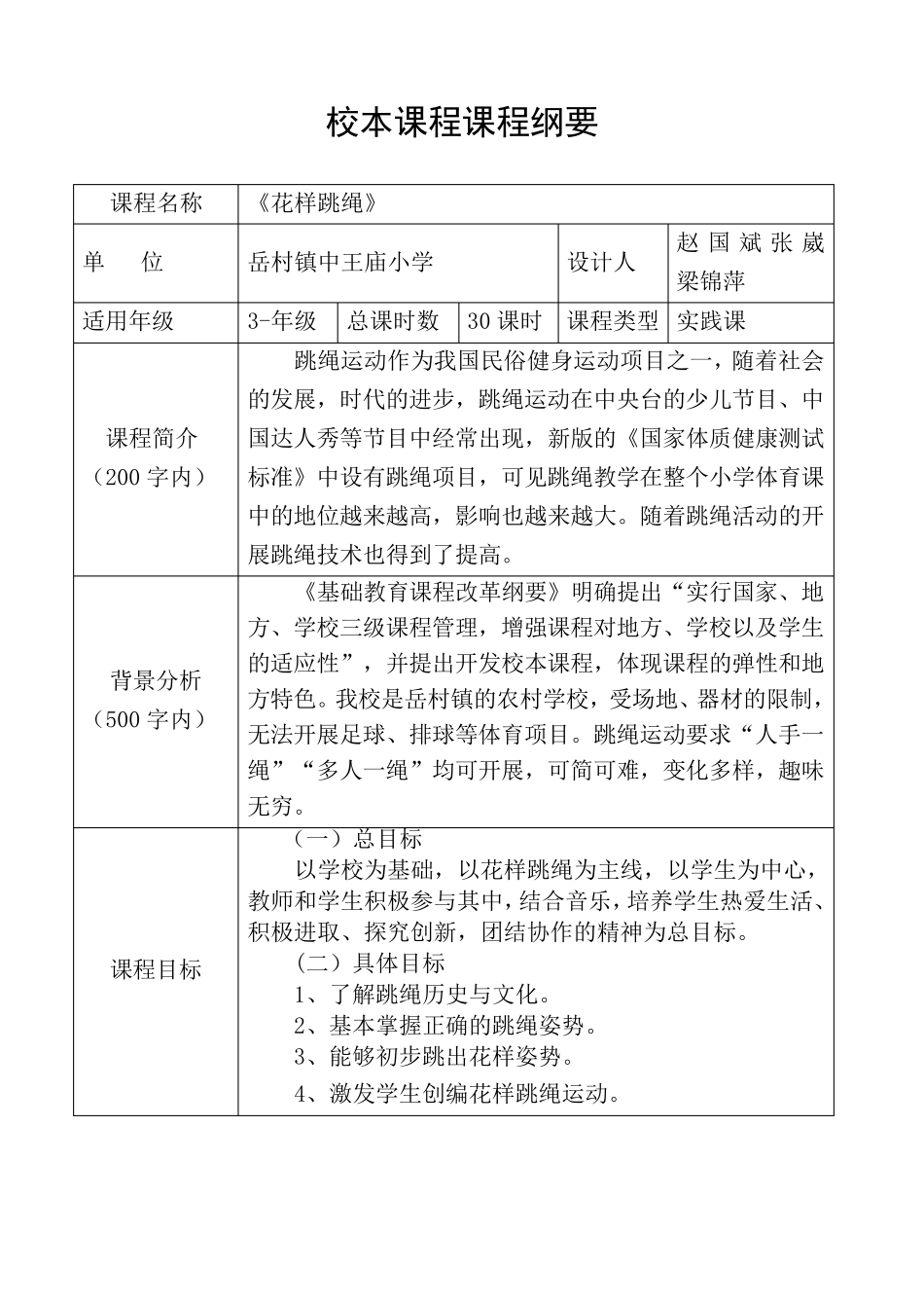 花样跳绳课程纲要_第1页