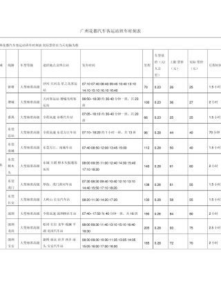 花都客运站时刻表
