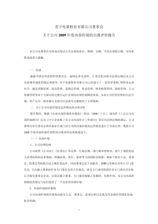 苏宁电器内控自评报告
