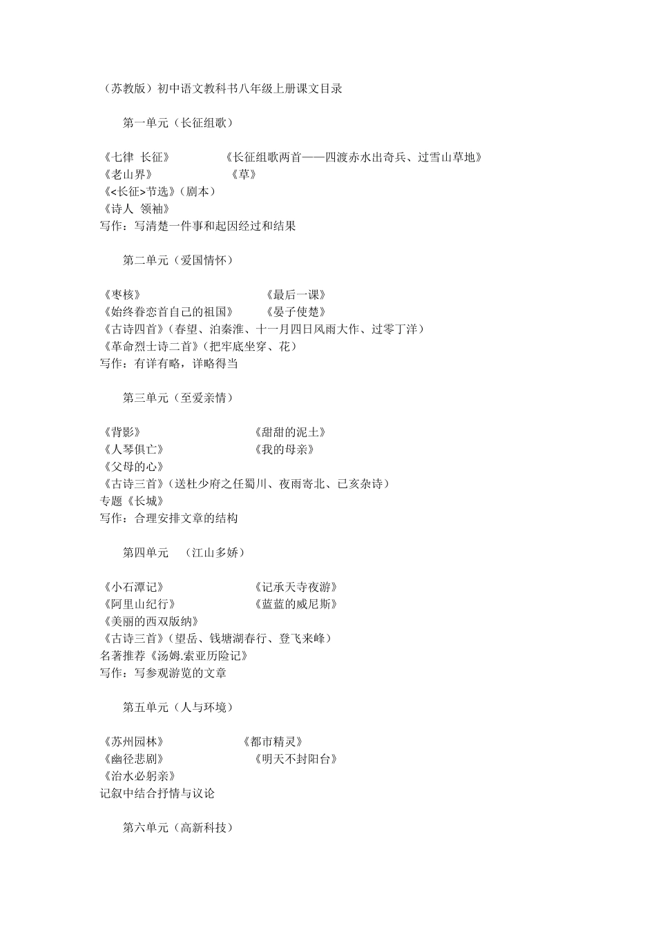 苏教版)初中语文教科书课文目录_第3页