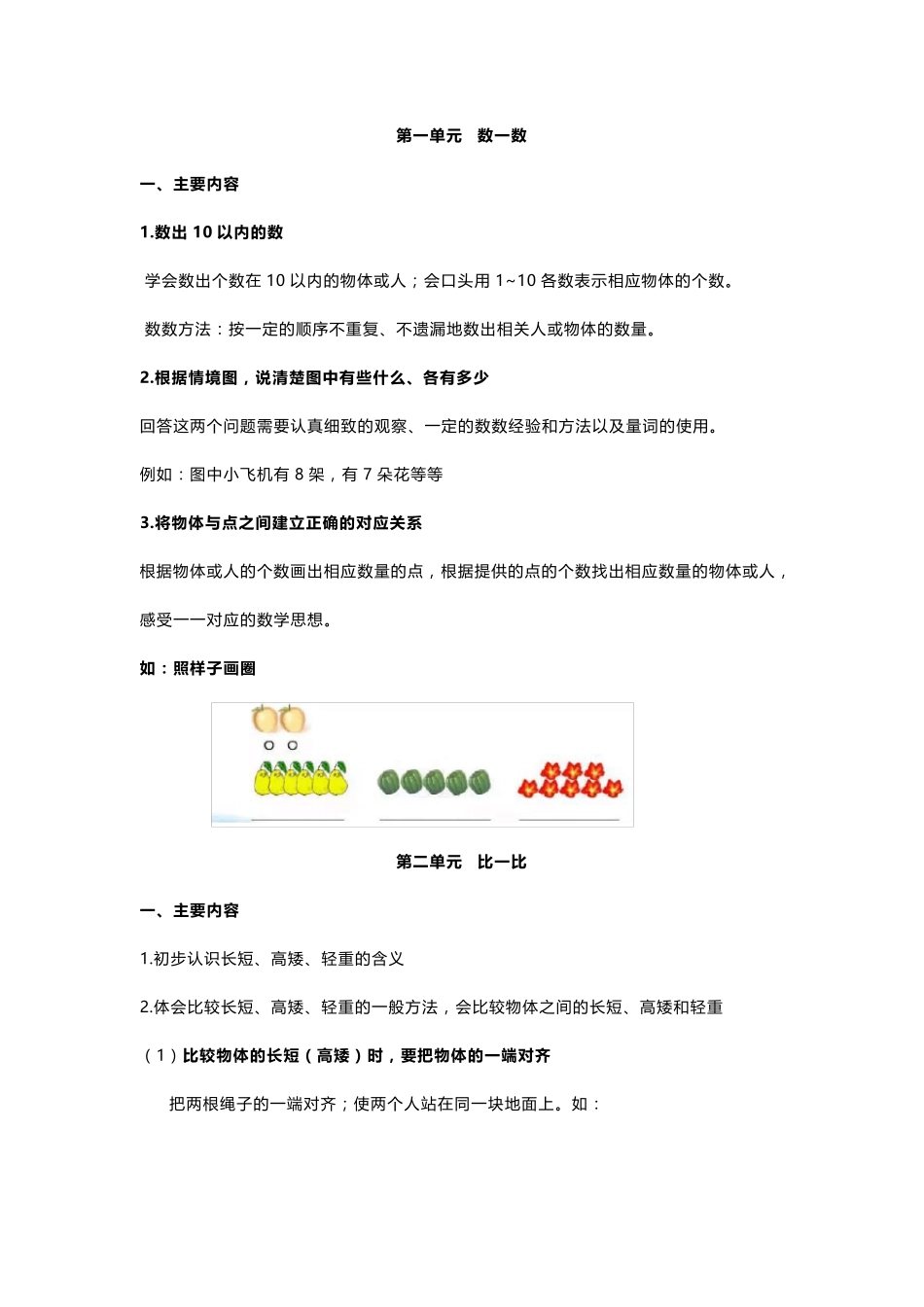 苏教版一年级上册数学重难点整理_第1页