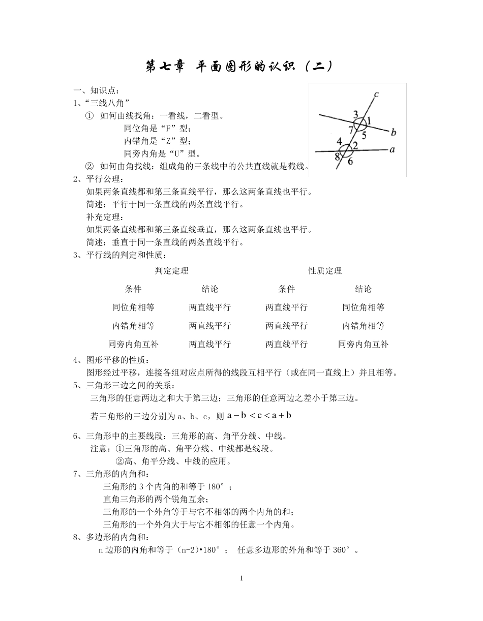 苏教版七年级下册数学知识点总结_第1页